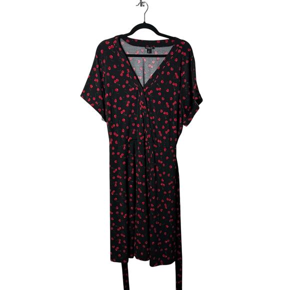 Torrid Cherry Print Plus Size Wrap Dress 3X Size 3 Retro Pinup Rockabilly - Picture 6 of 9
